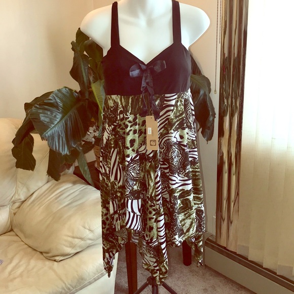 Leopard & Zebra print flirty flounce Skater Dress - Picture 2 of 4